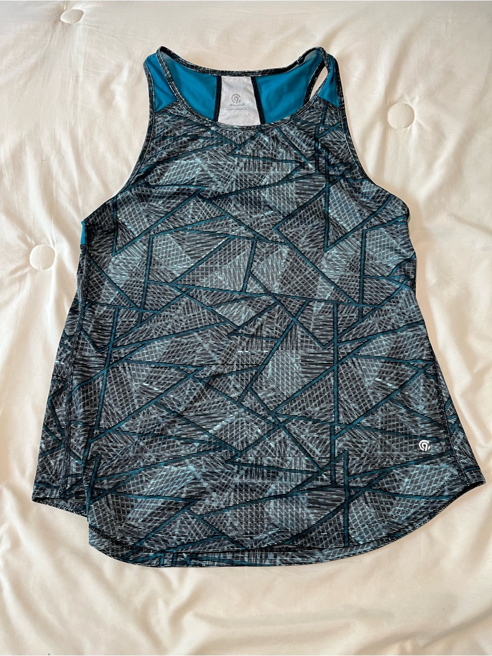 C9 by Champion Women's Geometric Performance Racerback Tank Teal and Black SizeL